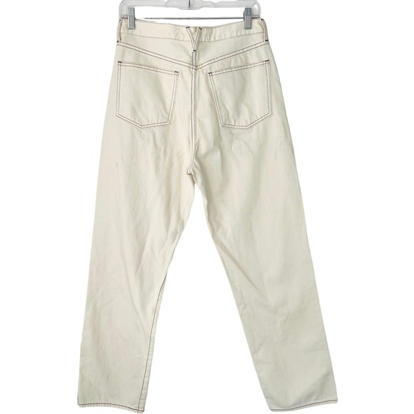 VERONICA BEARD Blake Straight Leg Jean in Ecru Contrast Stitching Size 29 - Picture 5 of 11
